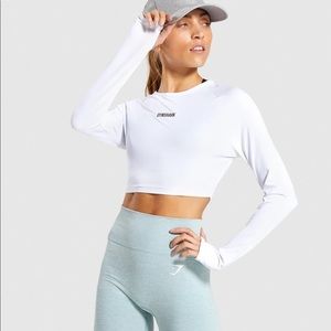Gymshark white cropped long sleeve